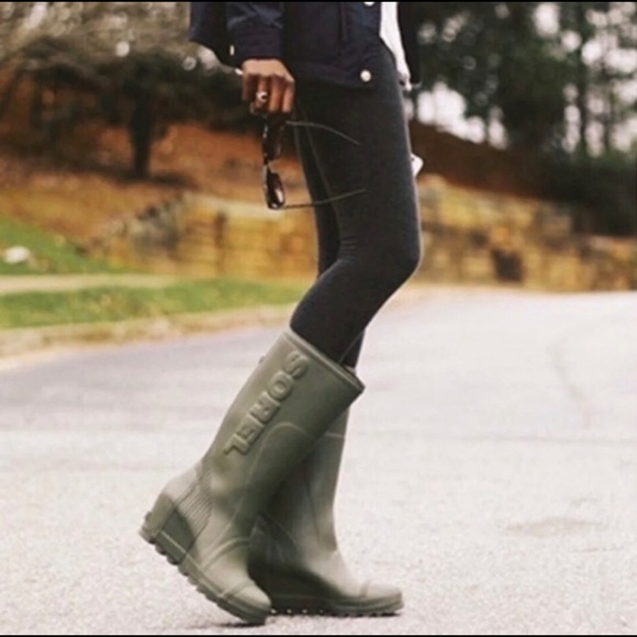 sorel wedge rain boots tall